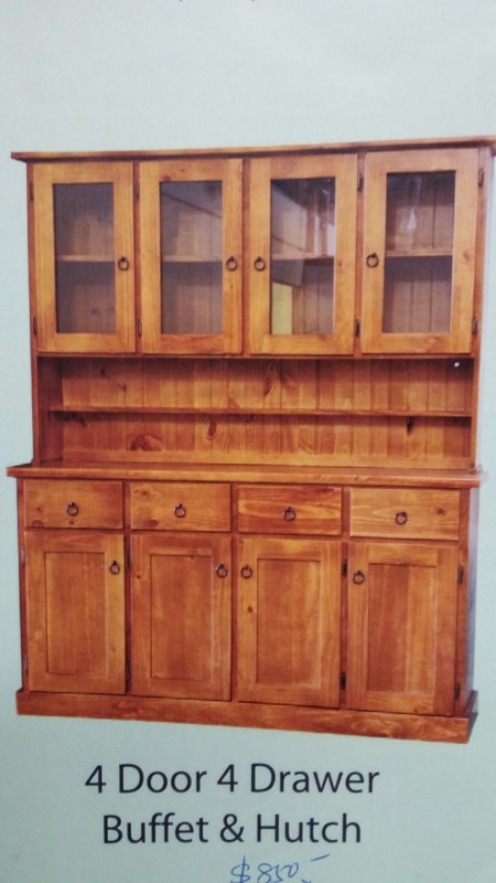 4 door 4 drawer buffet and hutch