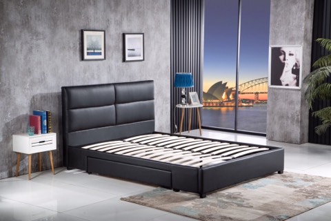Pu leather queen storage bed